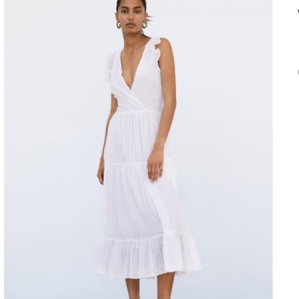 Zara pleated white dress
